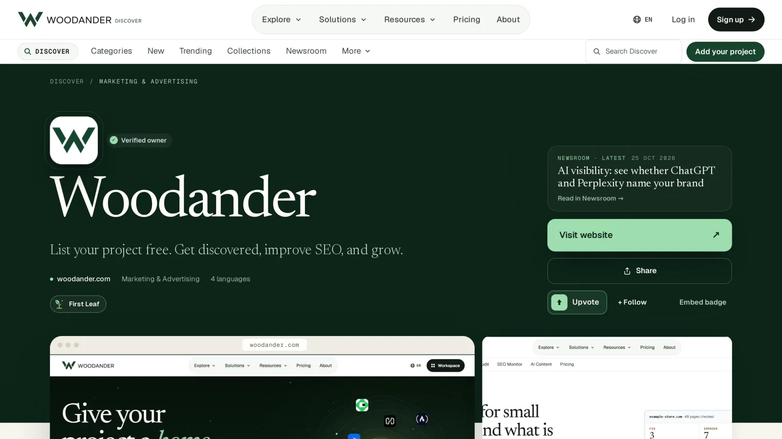 Woodander Discover project page